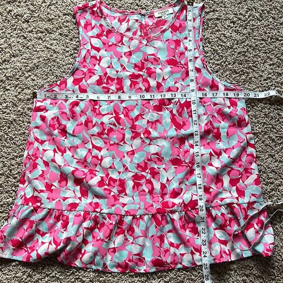 Andree By Unit Sleeveless Floral Ruffle Peplum Drop Waist Blouse Top - Picture 9 of 9